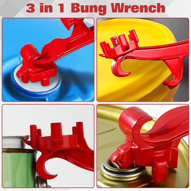 LEONTOOL Bucket Opener Tool 3 in 1 Bung Wrench Aluminum Alloy Bucket Lid Opener Lid Lifter Tool for Opening 55 Gallon Drum, Paint Barrel Opener Removal Tool with Non-slip Handle - Image 2